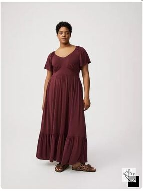 torrid Plus-Size V-Neck Maxi Dress in Wine
